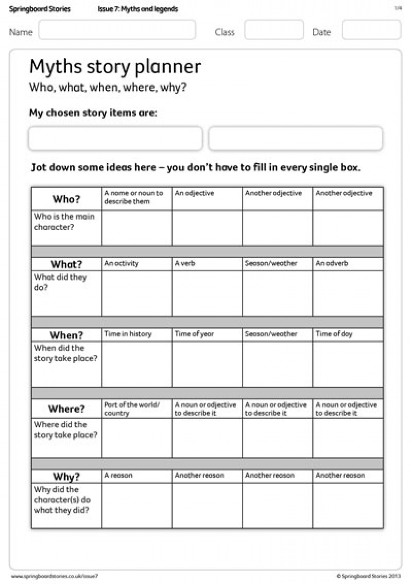Myths story planner