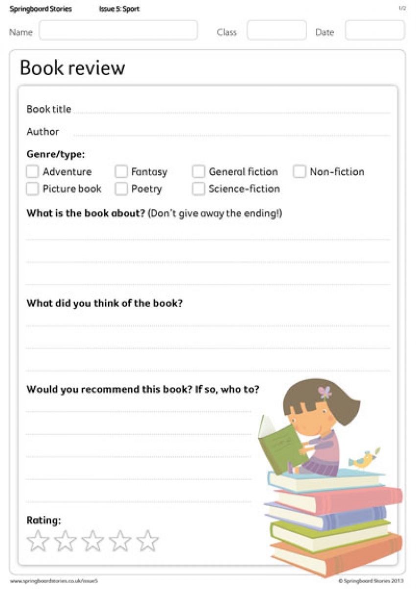Book review template primary resource