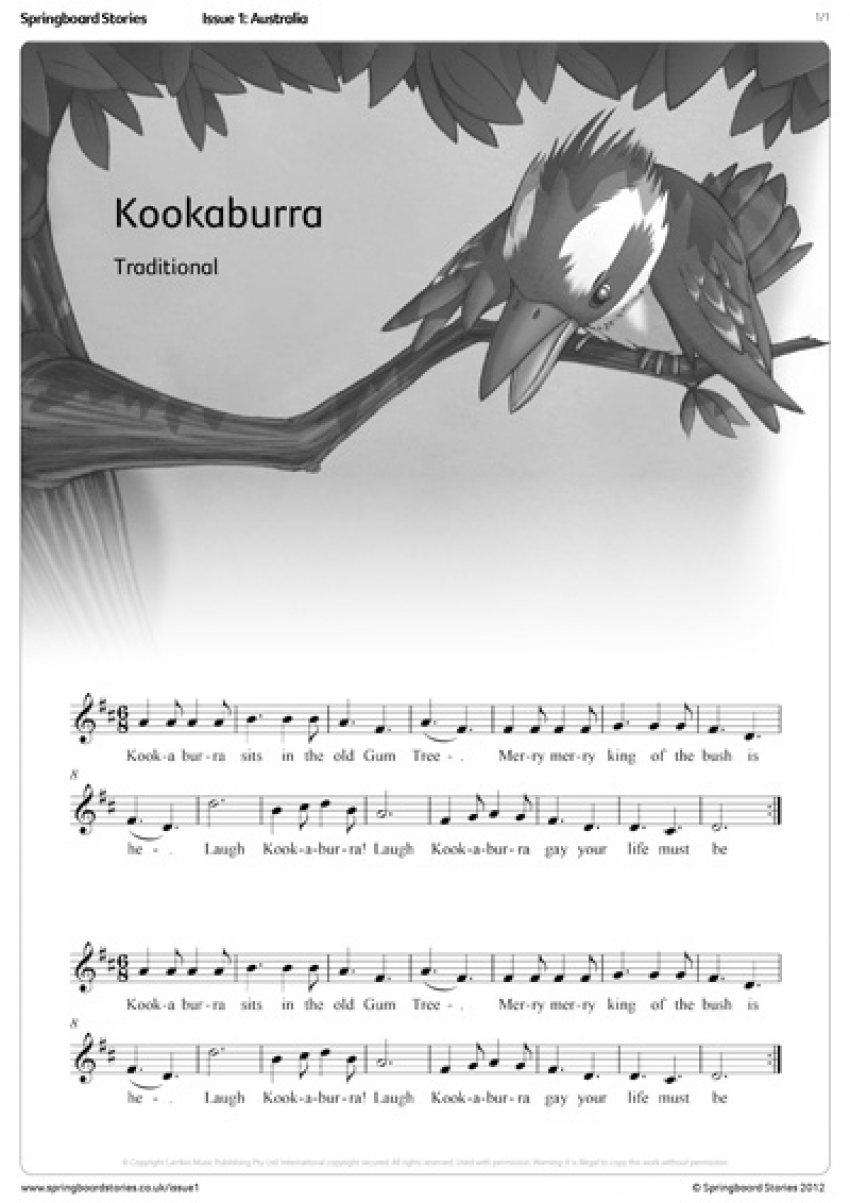 Kookaburra sits music