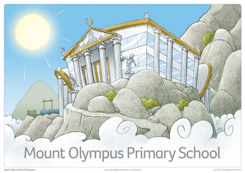 Sports Day on Mount Olympus storytelling prompt cards - primary resource