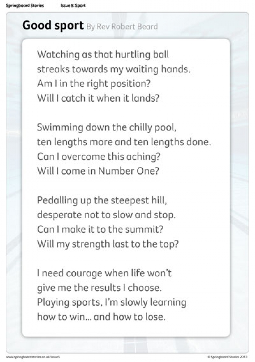 Closing thought for an assembly on sport