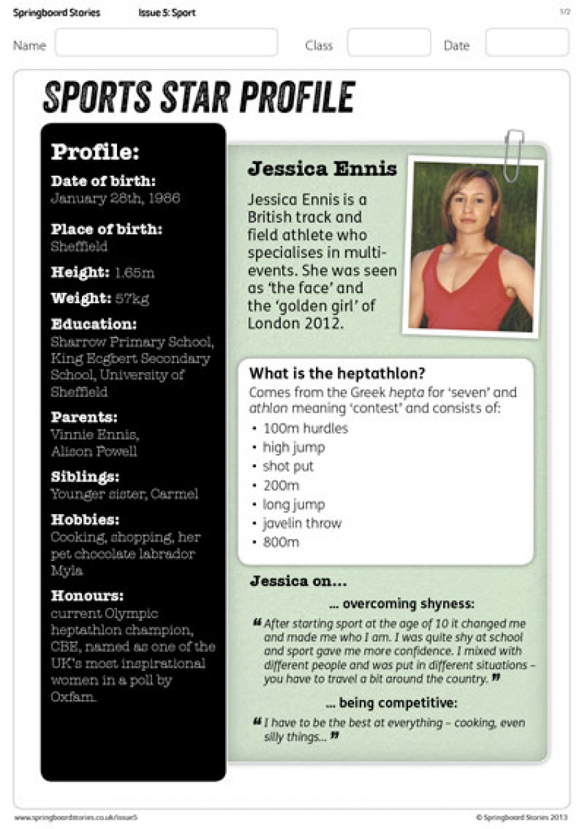 Sports profiles primary resource