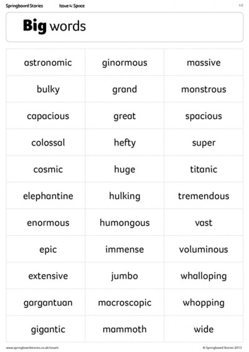 big words to use when writing a book
