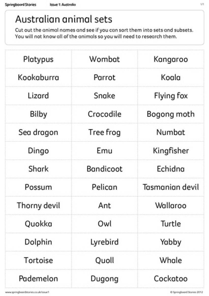 Australian animal sets