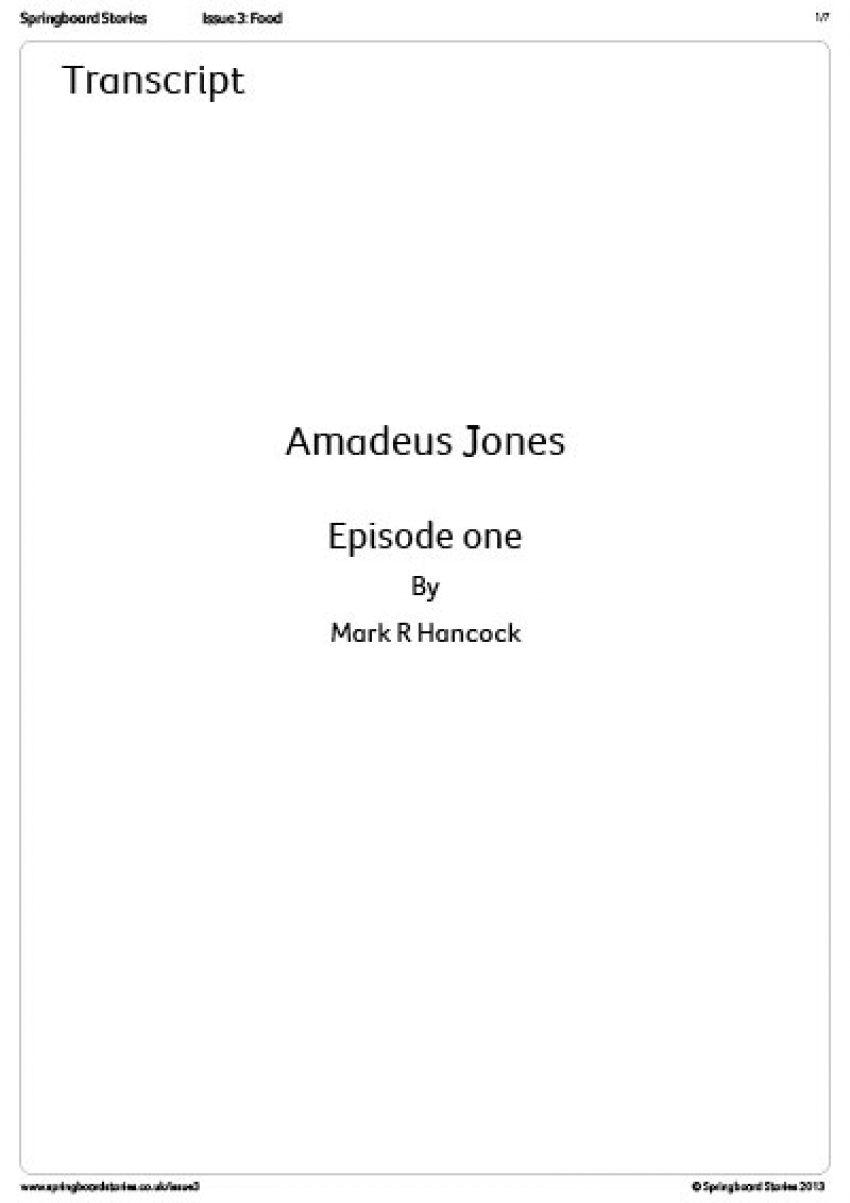 Audio transcript for Amadeus Jones radio play 1