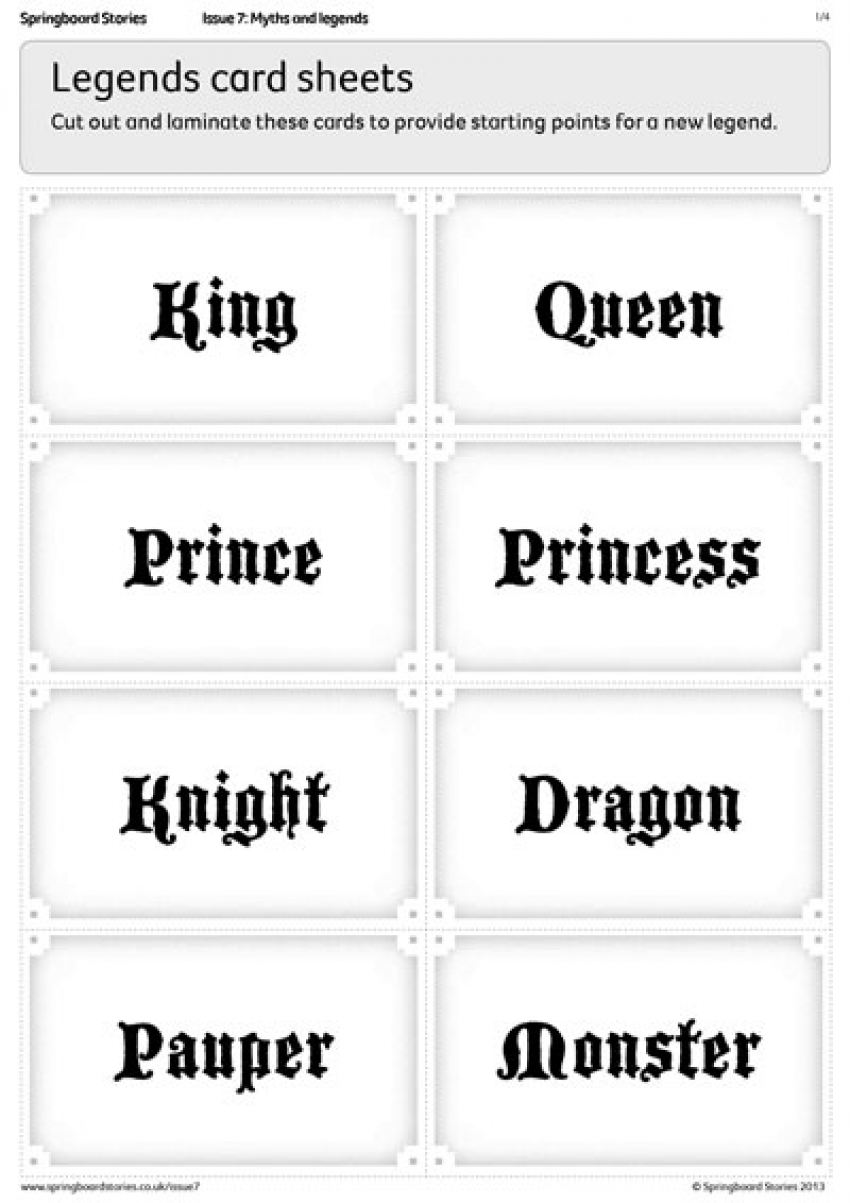 Legend cards primary resources