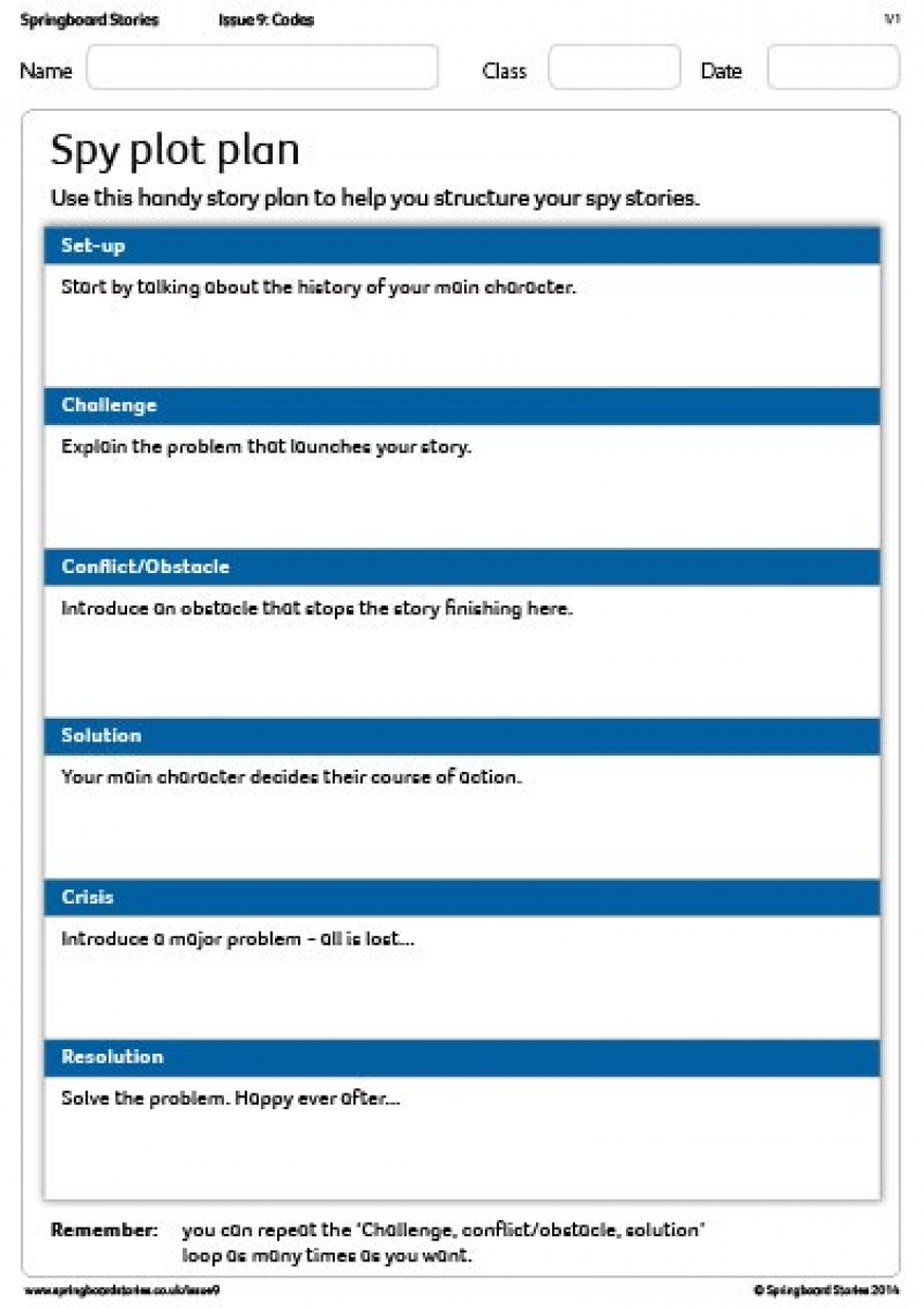 Spy story plot plan primary resource &ndash; KS2