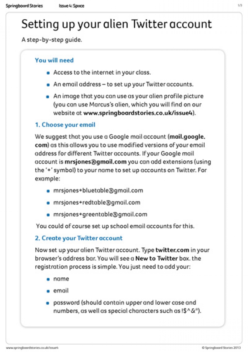 Twitter &ndash; setting up an account