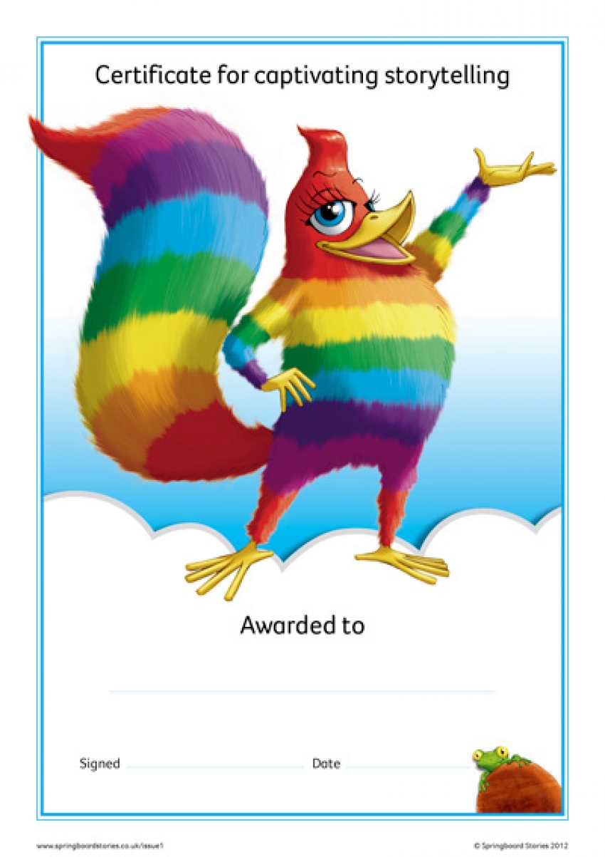 Key Stage 2 storytelling reward certificate &ndash; Australia