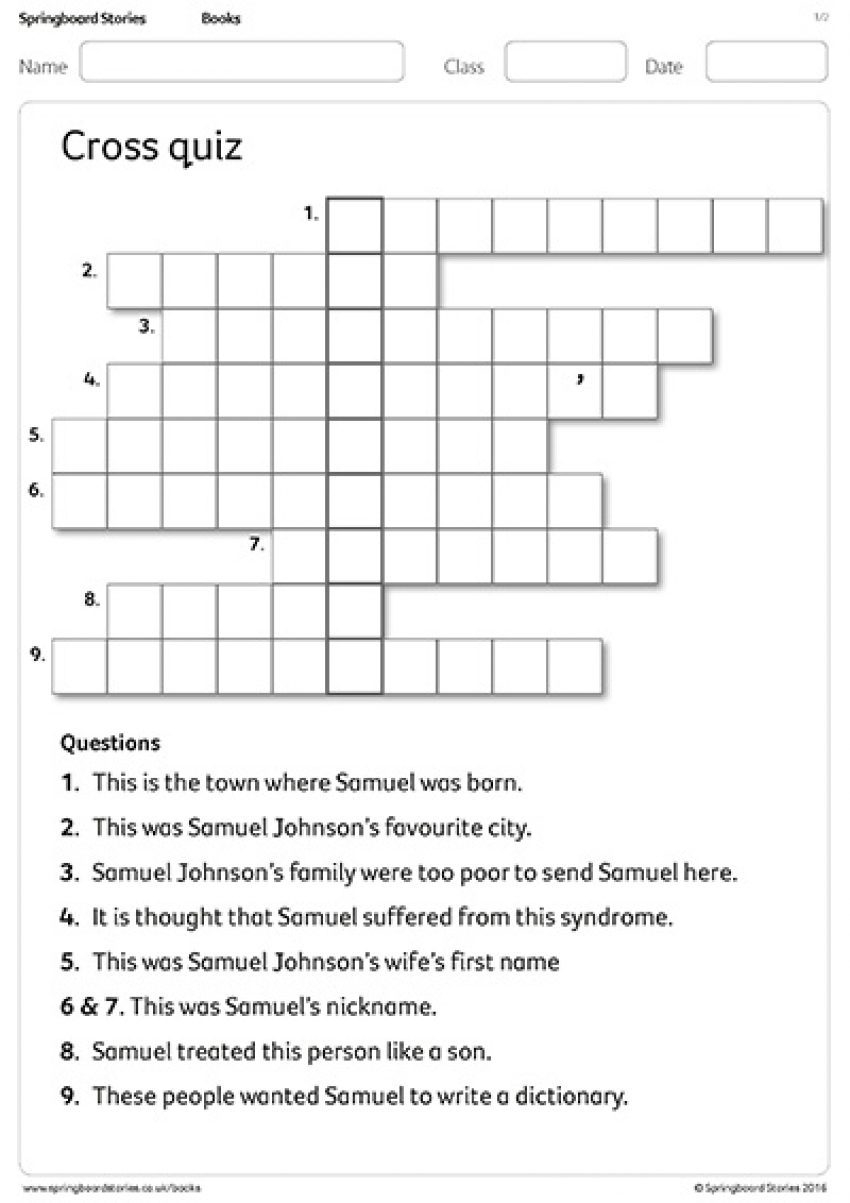 Samuel Johnson cross quiz