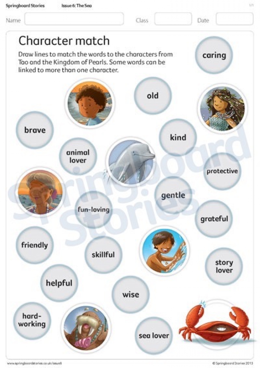 Character match primary literacy resource
