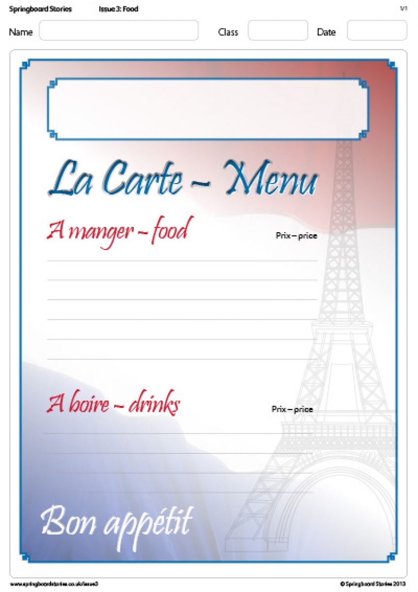 French menu template