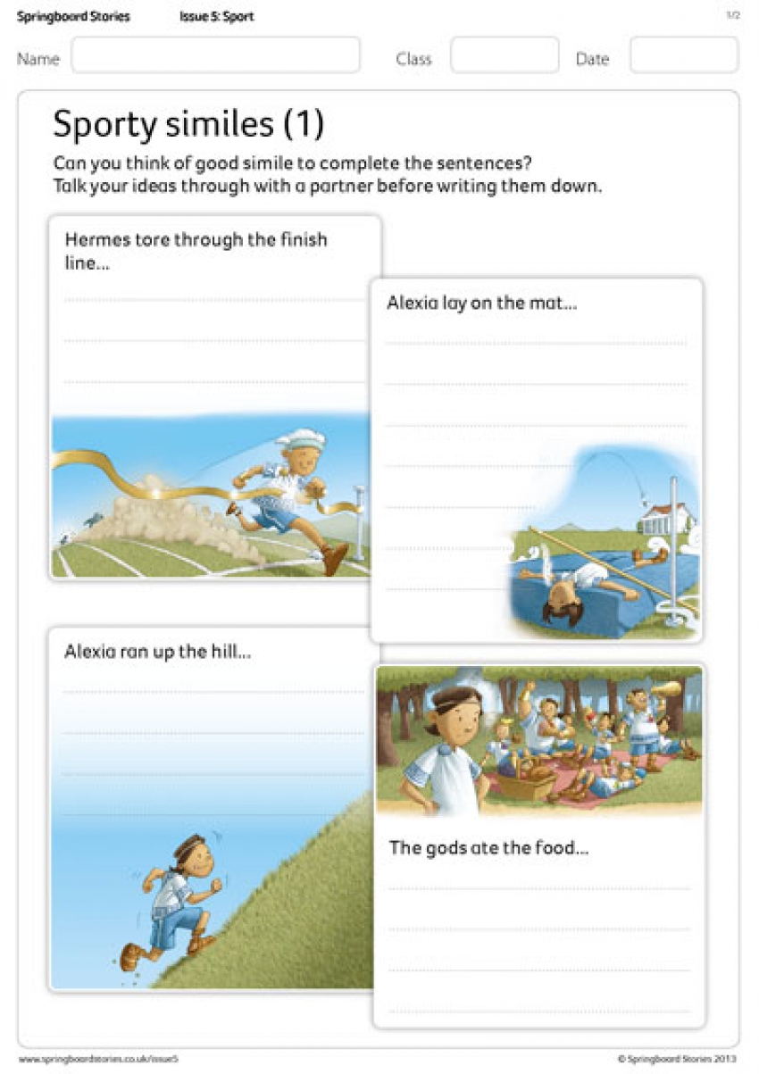 Sports Day on Mount Olympus similes literacy resource for primary  